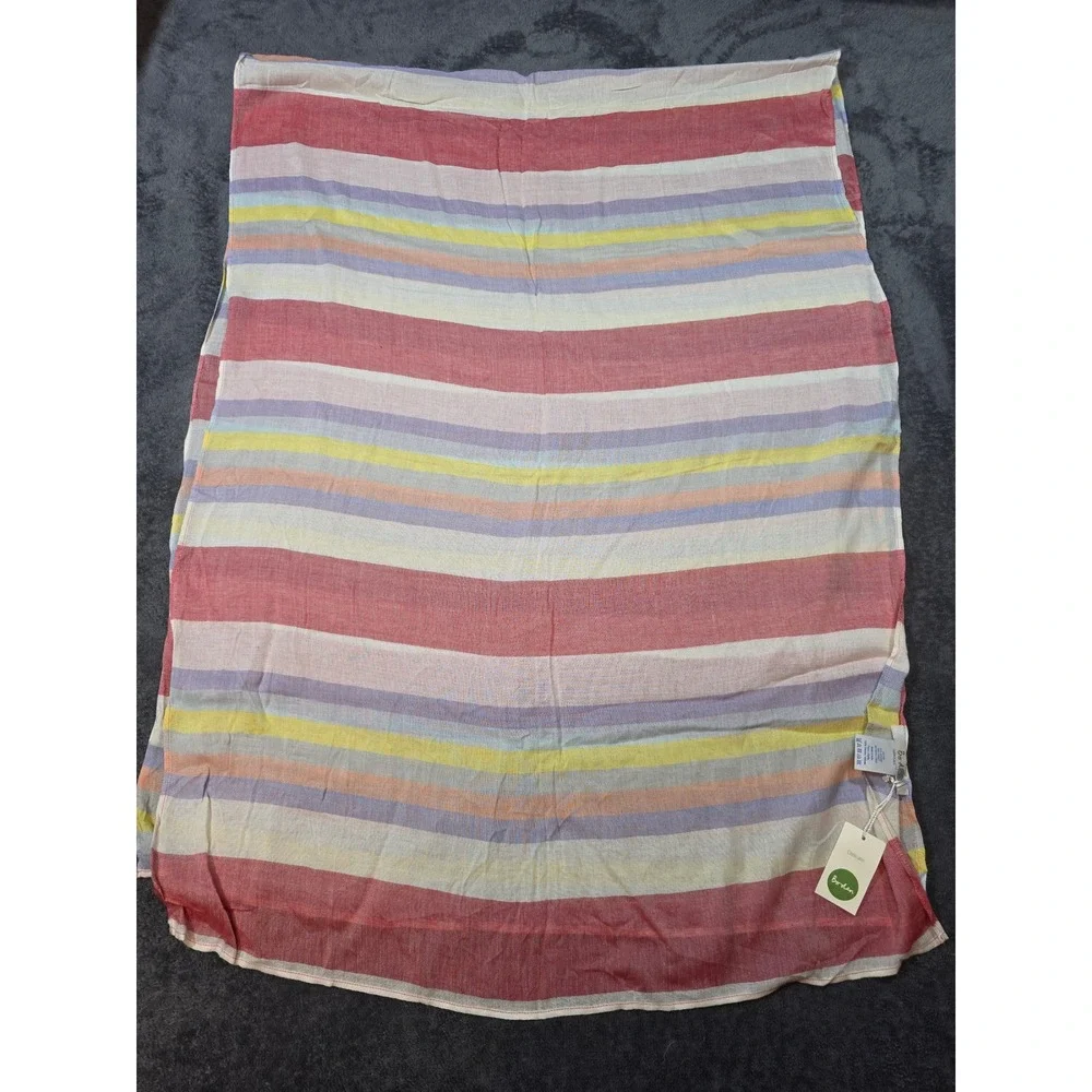 Boden Multi Color Striped Scarf 100% Viscose Lightweight Delicate NEW